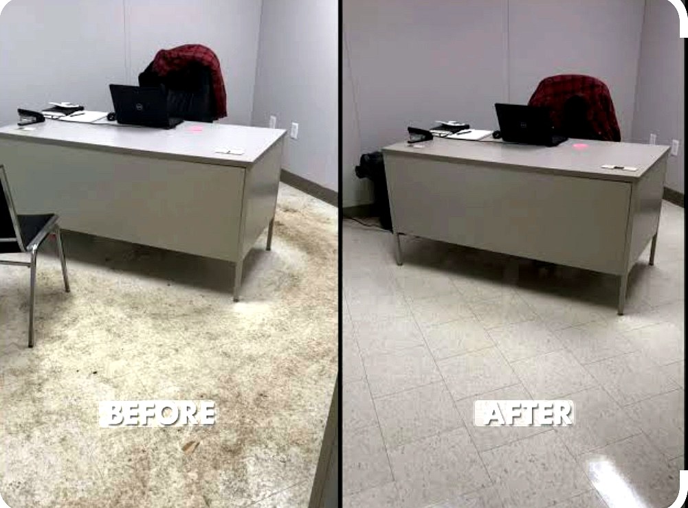 Commercial space before and after cleaning
