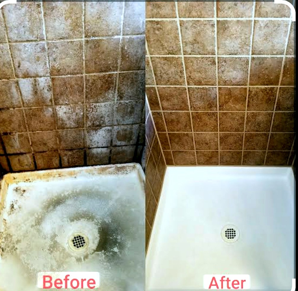 Shower before and after deep cleaning